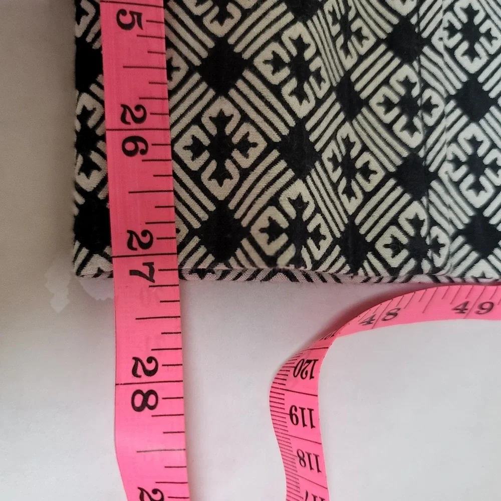 Tory Burch Jacquard Pants Stretch‎ Flat Front Geometric 8 Black Gray Work Casual